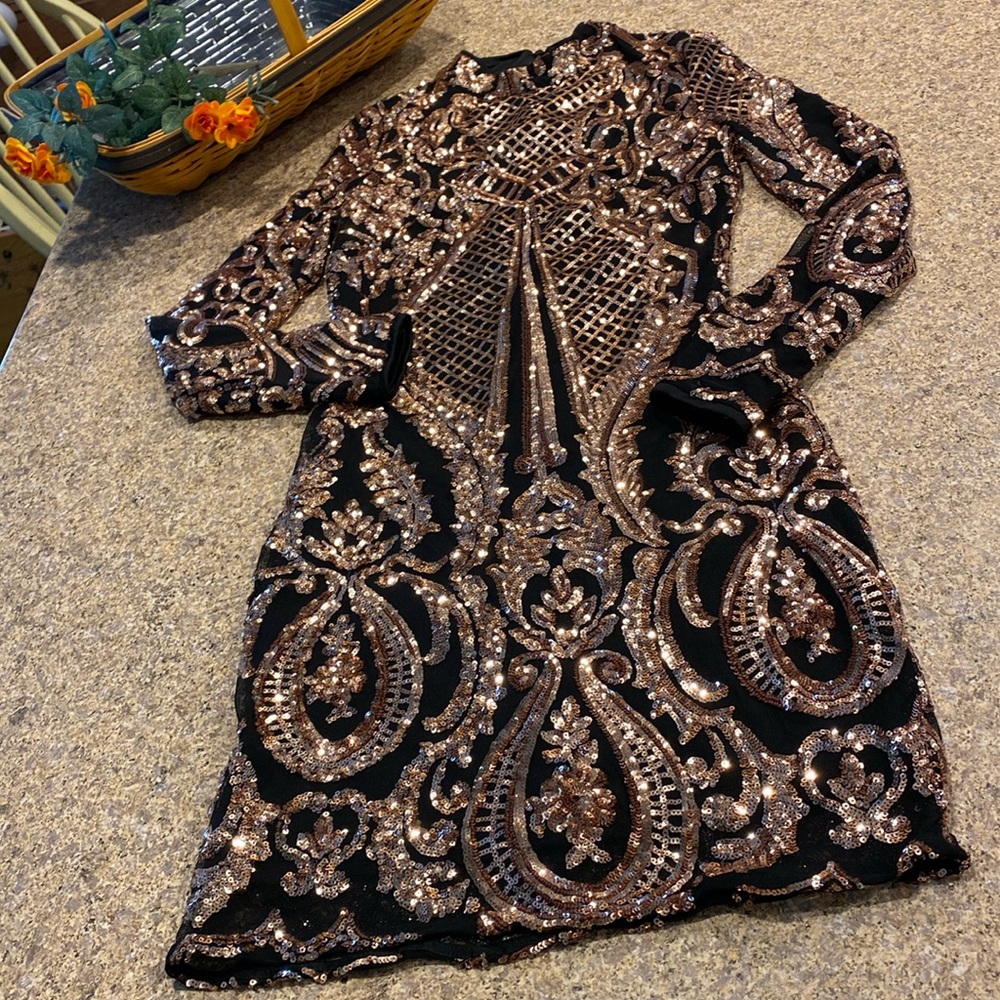 Quiz Sequin Mini Dress Euro 34 GB6 Possibly US Size XS - Picture 4 of 17